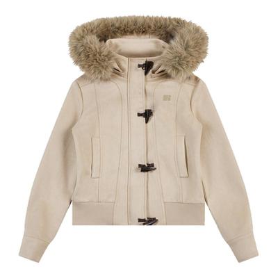 FDR官方店 立领可拆卸连帽牛角扣夹克2025新款高级感毛领外套女