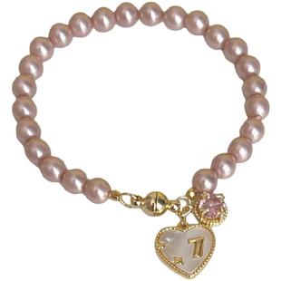 LaHabanagirl 冰莓粉进口人造珍珠甜美时尚款磁吸扣取戴方便手链