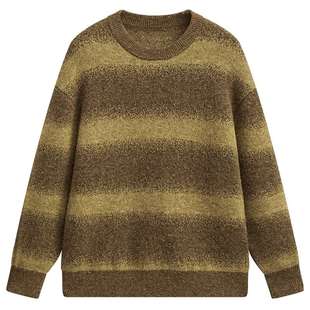 MODE COMMUTER | MC绒感混纺纱线毛绒肌理亲肤圆领条纹渐变线衫
