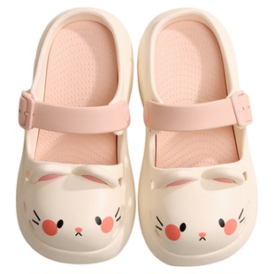 新款厚底女生外穿洞洞鞋可爱女士卡通猫踩屎感防滑室内凉拖鞋夏天