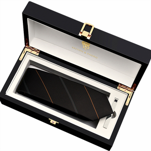 色顿保罗蓝色男士高档领带商务正装休闲结婚新郎免打拉链式礼盒装