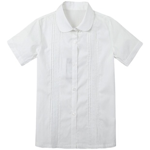 伊顿纪德校服学院风女童短袖衬衫中小学生夏季白色短袖衬衣09C229