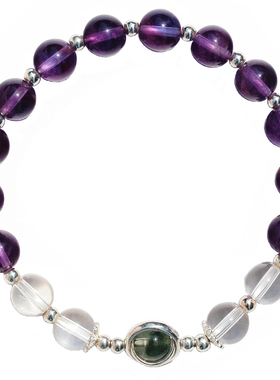 紫水晶手串乌拉圭纯银手链显白