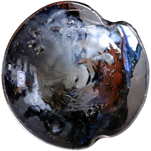 匠人手工制作粗陶大盘子复古风大菜盘泼墨异形大鱼盘果盘沙拉盘