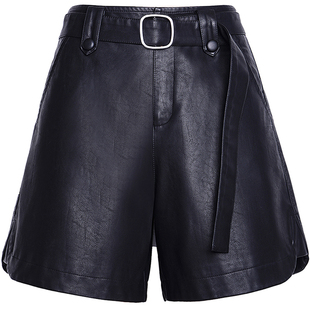 2025年新款真皮皮裤女绵羊皮短裤高腰宽松a字阔腿裤显瘦外穿靴裤