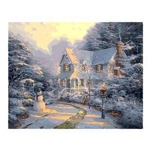 画画diy油彩画 手工绘挂画填充填色客厅风景成人减压数字油画雪景