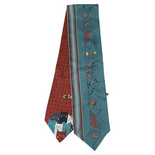 治愈系点缀！斜纹真丝卡通猫咪细条丝巾装饰领巾飘带发带KAKA特惠