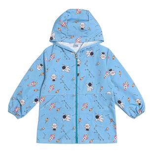 儿童防水罩衣画画薄款外穿防脏长袖拉链男孩吃饭中大童女宝宝护衣