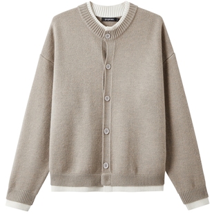 gxg.jeans男装 含羊毛假两件宽松开襟毛衣线衫外套男 25秋新品