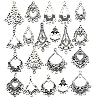 欧美水滴爱心双孔多孔连接波西米亚风民族风耳环DIY配件合金饰品