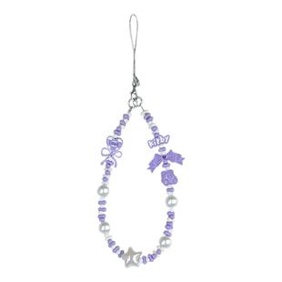 班诗迪原创diy轻奢手机链ins甜美爱心相机串珠手机挂绳链条挂饰挂件紫色蝴蝶结星星白色珍珠挂件手机挂链ccd