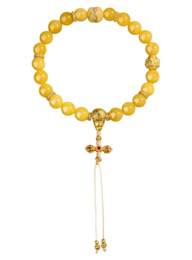 五台山鸡油黄蜜蜡四不小和尚手串