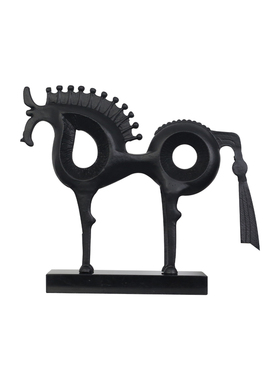 中古风现代样板间售楼处酒店大堂书房金属小马雕塑摆件