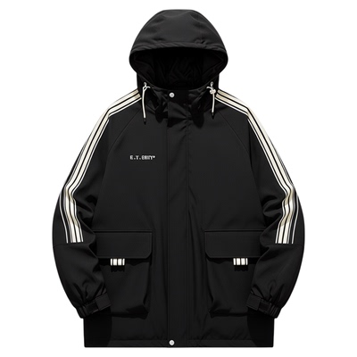 加绒加厚保暖夹克潮流宽松冲锋衣