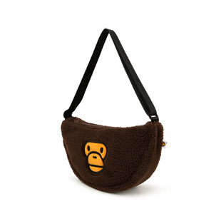 现货 BAPE BABY MILO 毛绒咖啡色 斜挎包饺子包 可爱动物猴子图案