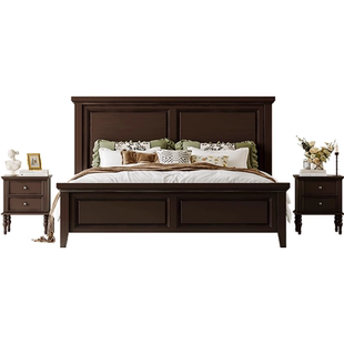 美式复古全实木床家用法式复古主卧1米8双人床现代简约1米5次卧床