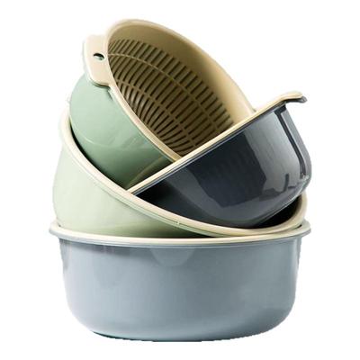 居家家双层镂空塑料水果盆洗菜盆