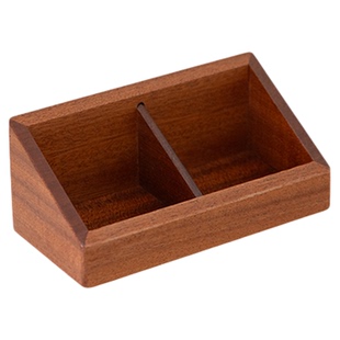 一纪茶包收纳盒实木双格桌面茶叶糖包收纳盒酒店餐厅台面装茶包盒