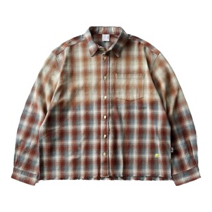 Remedy 春秋国潮宽松上衣流苏外套美式潮牌红蓝格子长袖衬衫男女