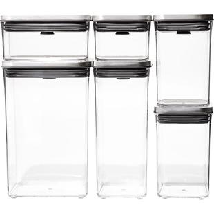 OXO奥秀不锈钢一键启闭储物罐密封食品储存罐五谷杂粮防潮收纳盒