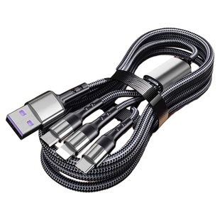 超级快充三合一数据线通用充电线适用苹果荣耀华为OPPO小米VIVO手机通用车载一拖三数据线透明芯片type-c带灯