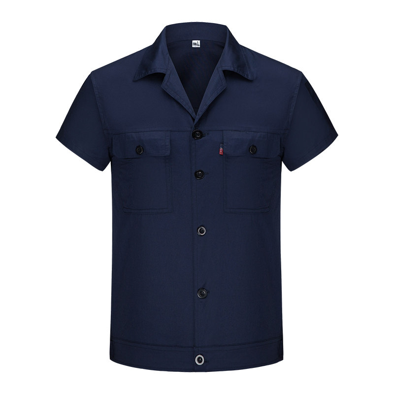 纯棉短袖工作服套装男夏季工厂车间厂服上衣工地工程服汽修工装女