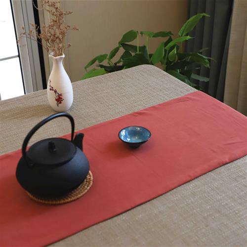 纯色桌旗中式禅意蓝色茶席日式中国风茶桌布棉麻茶艺茶旗复古茶i.