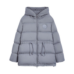 【保暖90白鸭绒】Desigual宽松圆标抽绳连帽女式羽绒服