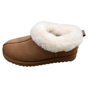 冬季塔茨特雪地靴女2025新款皮毛一体短筒靴加厚防滑低帮羊毛棉鞋