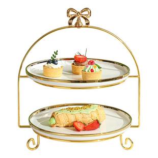 英式下午茶点心架蛋糕餐具摆台架子多层摆盘架蝴蝶结甜品台展示架