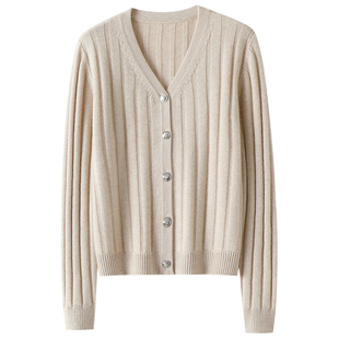 气质渐入佳境~加厚100%纯山羊绒开衫女圆领羊绒毛衣针织开衫外套