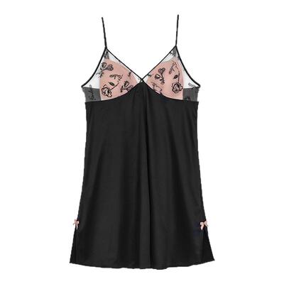 芬狄诗商场同款睡裙刺绣网纱带杯垫吊带睡衣女舒适家居服FL00415