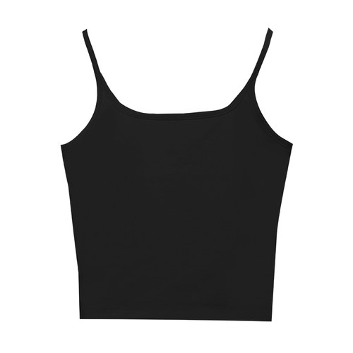 黑色纯棉u领美背吊带背心女内搭2025新款夏季带胸垫短款打底上衣