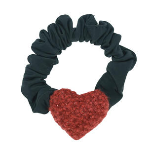 小香风毛绒红色爱心发圈女丸子头马尾皮筋女扎头发绳2025新款头饰