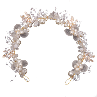 新娘头饰2020新款韩式珍珠发箍超仙简约发带结婚发饰婚纱礼服配饰