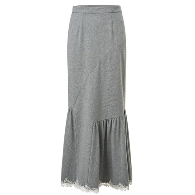 不规则压褶设计、下摆拼接花边