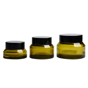 玻璃霜膏分装瓶眼霜盒小空瓶橄榄绿色膏瓶玻璃避光加厚便携多规格