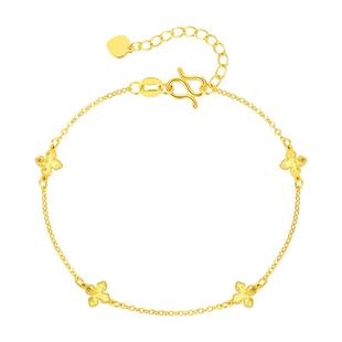 周大生黄金手链女足金爆闪幸运四叶草O字链手饰生日礼物送女朋友