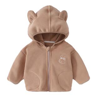 婴儿摇粒绒外套春秋儿童外套男童棒球服女童春装加绒奥利绒双面绒