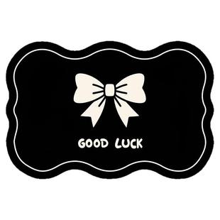 黑白蝴蝶结浴室防滑硅藻泥地垫门口吸水卫生间厕所脚垫洗手间地毯