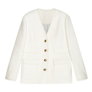 DKNY唐可娜儿秋冬季女装上衣高级感羊毛时尚肌理感法式呢大衣外套