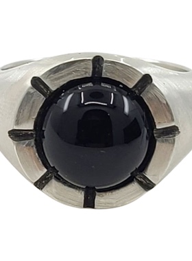 S925纯银黑玛瑙开口可调戒指女