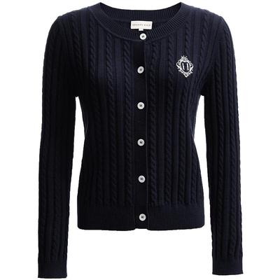 SEASON HIGH25冬女装V领修身罗纹刺绣高级开衫内搭打底针织衫上衣