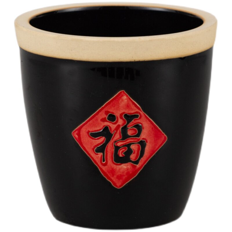 陶瓷福字丰字缸有盖复古风调料缸家用大号带盖猪油罐杂粮罐辣椒瓶