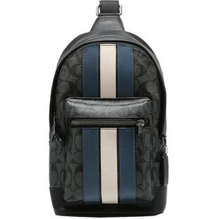 【自营】COACH/蔻驰男士PVC配皮单肩斜挎包胸包飞机包牛皮皮革