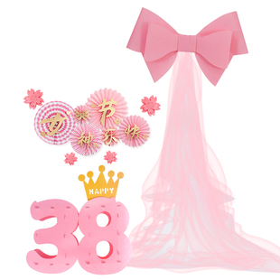 38妇女节装饰品美容院珠宝店铺橱窗氛围蝴蝶结专题三八女神节布置