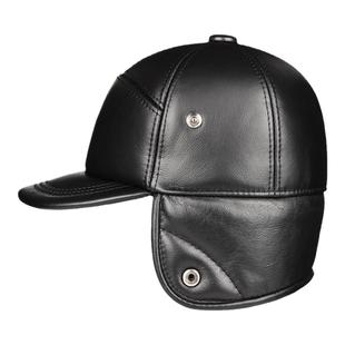 真皮帽子男式冬季中老年爸爸防寒护耳老头棉帽加厚保暖老人爷爷帽