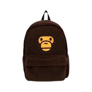 毛绒双肩包大容量可爱猴子百搭通勤上课书包棕色毛毛旅行外出背包