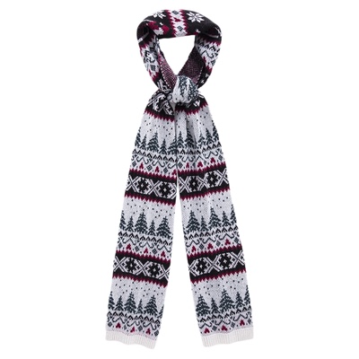 2025秋冬新款100%山羊绒围巾女百搭针织围脖圣诞提花围巾