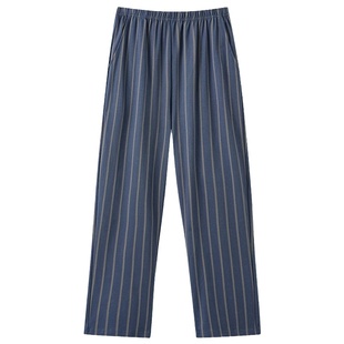 浪莎2025新款睡裤男纯棉薄款长裤条纹大码休闲全棉家居裤春秋单裤